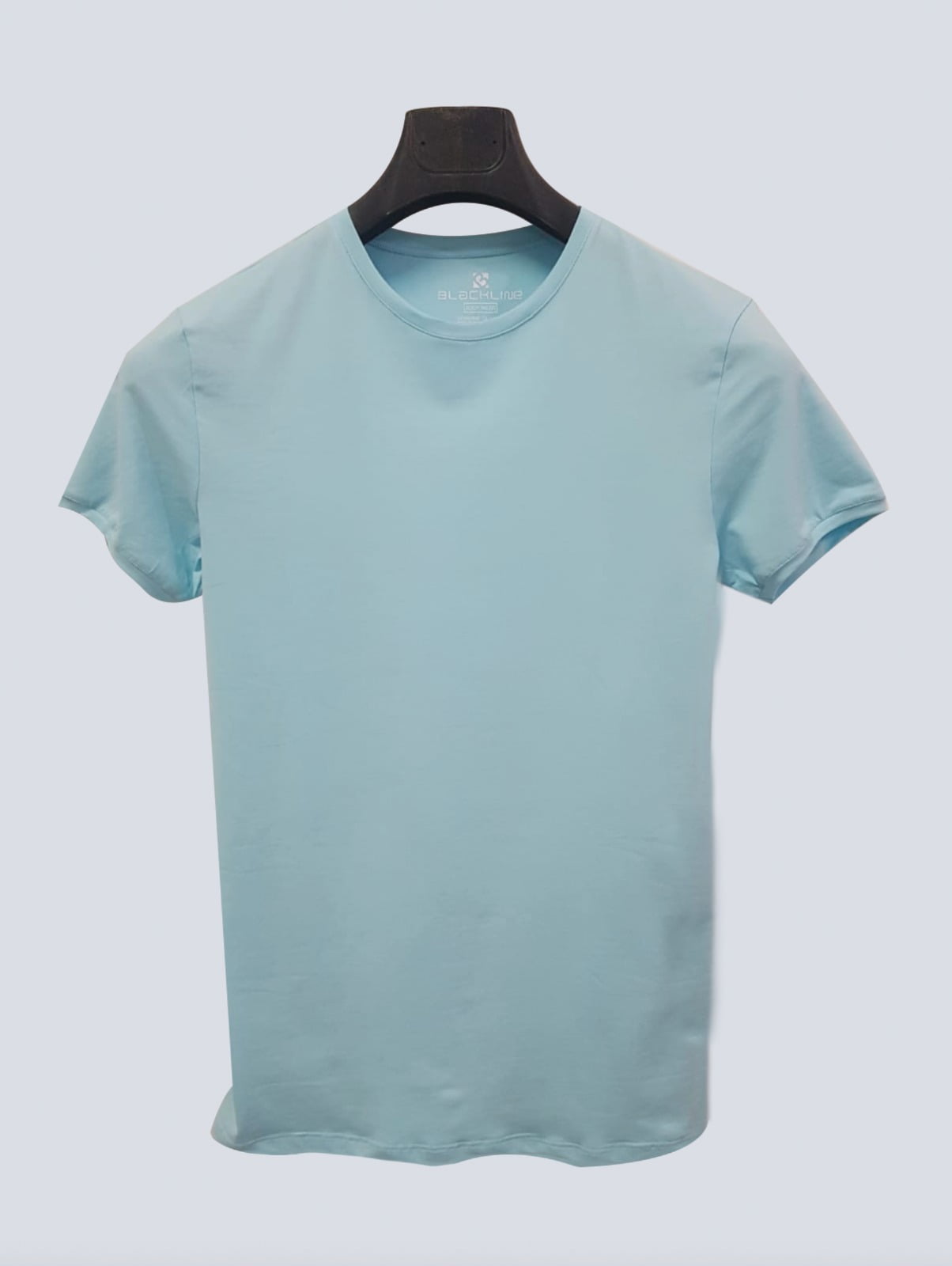 T-Shirt Body Round Neck Short Sleeve - Cyan Blue - Black Line