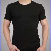 Black Line T-Shirt Body Short Sleeve Crew Neck